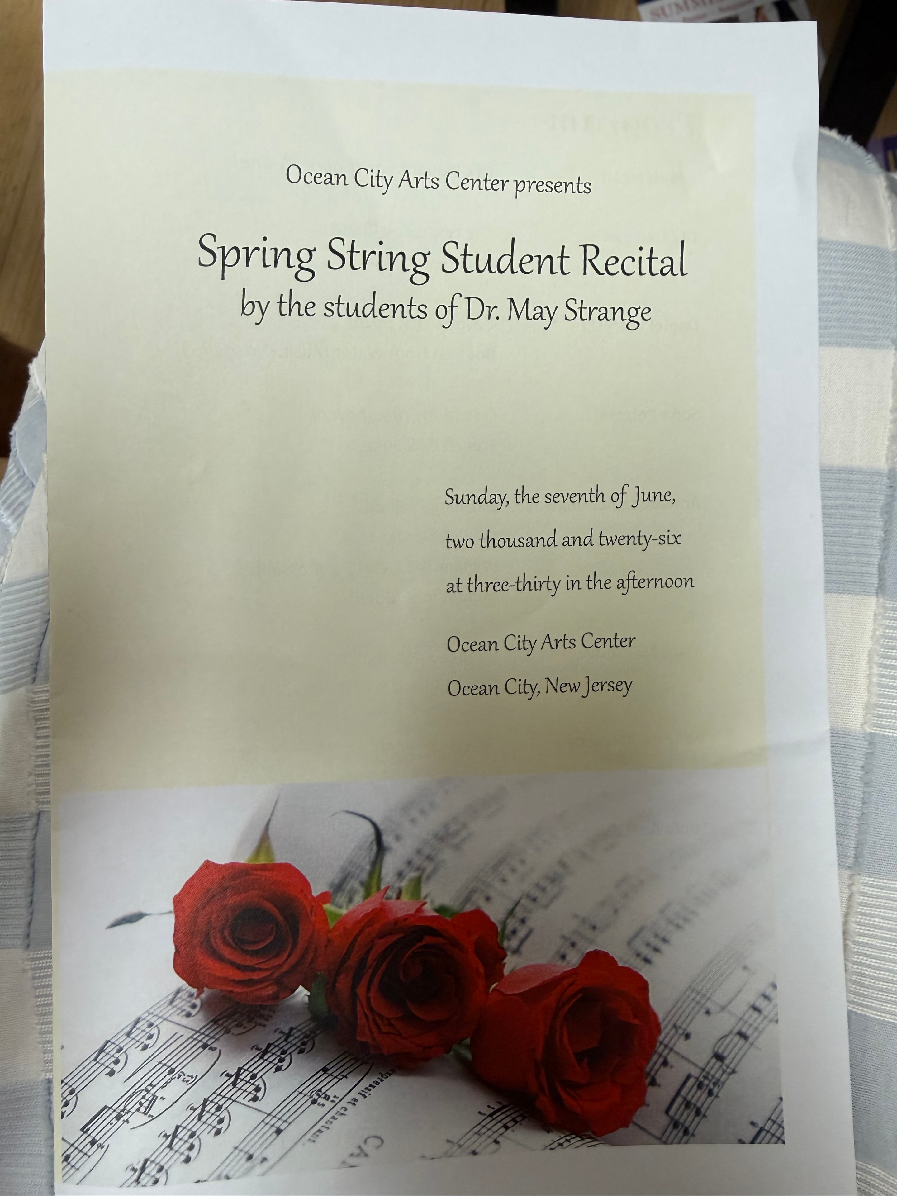 Spring String Student Recital program — Ocean City Arts Center