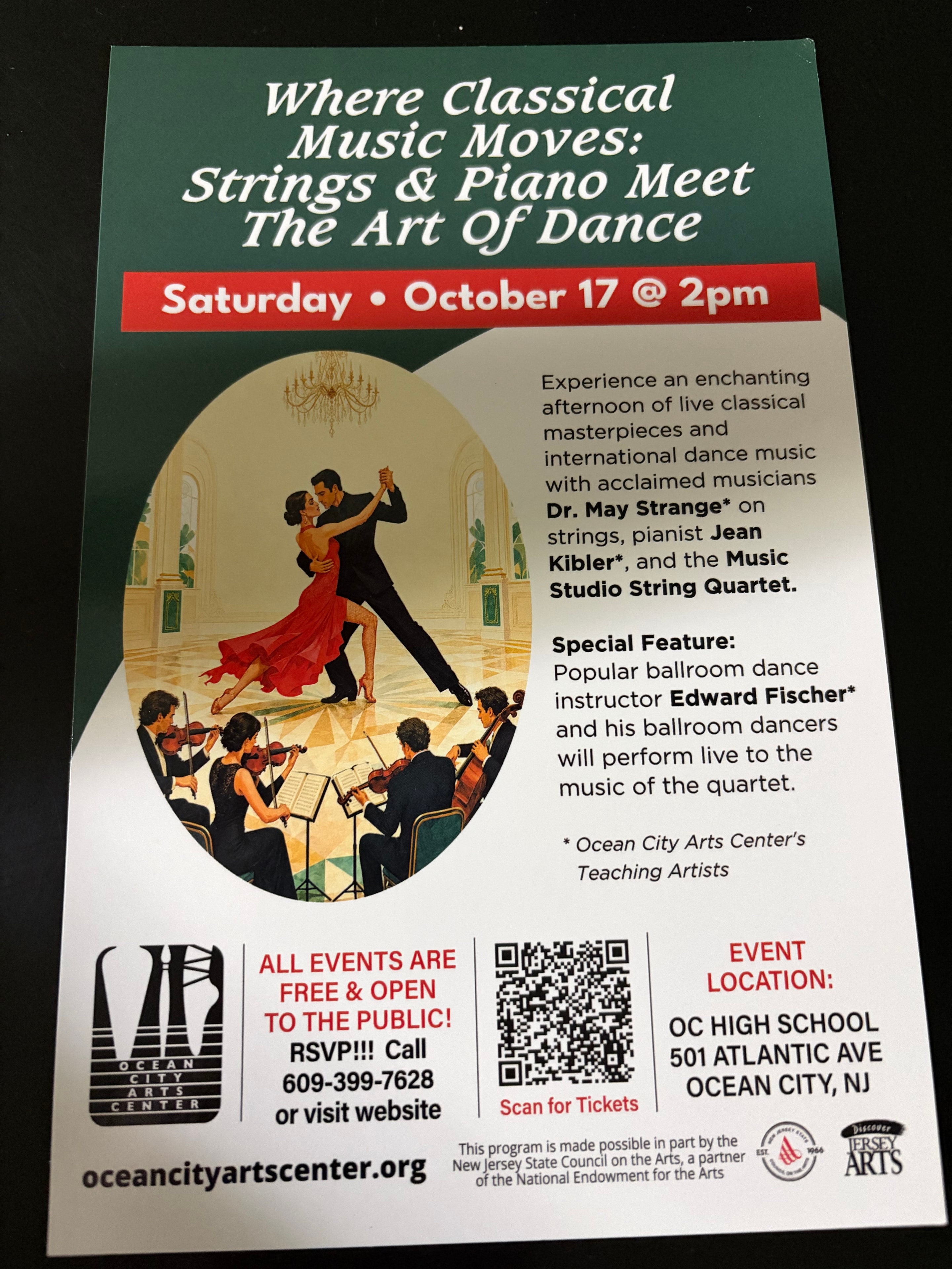 Where Classical Music Moves: Strings & Piano Meet The Art Of Dance – Saturday October 17 at 2pm, OC High School, Ocean City NJ
